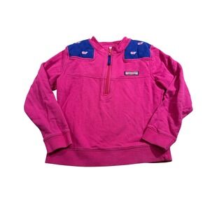 Vineyard Vines Pink Blue Quarter Zip Kids Whale Logo Girls Preppy Coastal M 10